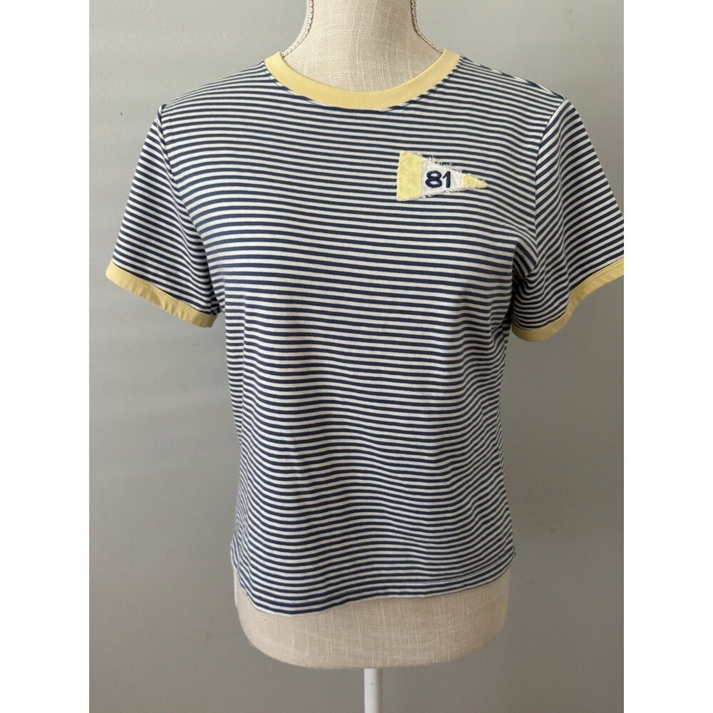 Abercrombie & Fitch Flag Graphic Skimming Tee Striped Size Small